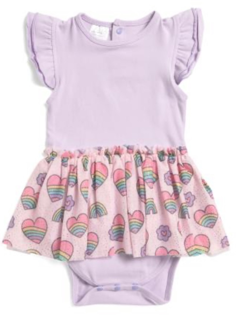 🆕- Sweet Wink 0-3 Months Rainbow Heart Short Sleeve Tutu Bodysuit